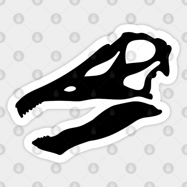 Diplodocus skull - black Sticker by SkeleCrewPaleo